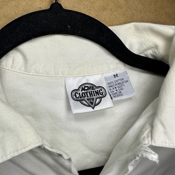 ACME Vintage White Looney Tunes Casual Button Down Shirt Size Medium - Picture 3 of 9